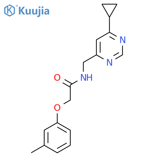 N-[(6-cyclopropylpyrimidin-4-yl)methyl]-2-(3-methylphenoxy)acetamide structure