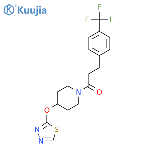1-4-(1,3,4-thiadiazol-2-yloxy)piperidin-1-yl-3-4-(trifluoromethyl)phenylpropan-1-one structure