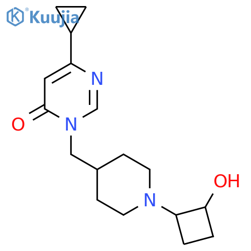 6-cyclopropyl-3-{1-(2-hydroxycyclobutyl)piperidin-4-ylmethyl}-3,4-dihydropyrimidin-4-one structure