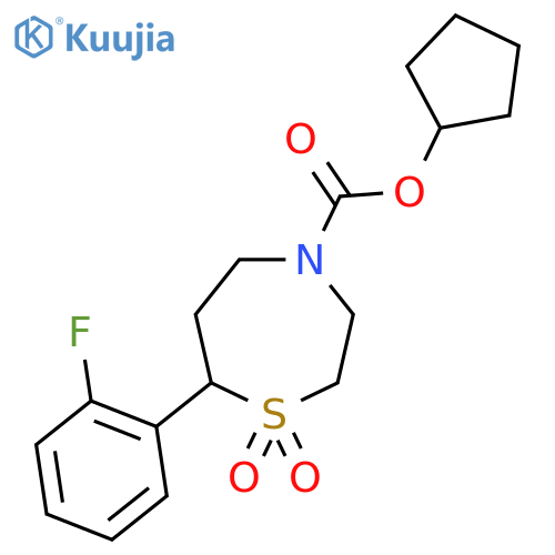 cyclopentyl 7-(2-fluorophenyl)-1,1-dioxo-1lambda6,4-thiazepane-4-carboxylate structure