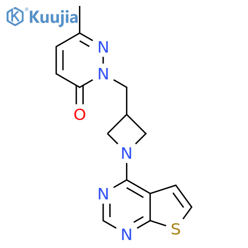 6-methyl-2-(1-{thieno2,3-dpyrimidin-4-yl}azetidin-3-yl)methyl-2,3-dihydropyridazin-3-one structure