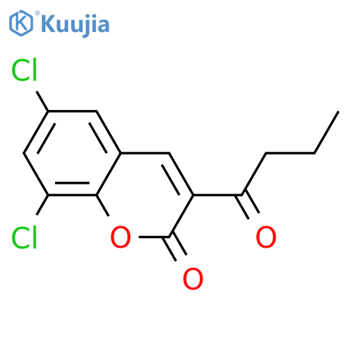 3-butanoyl-6,8-dichloro-2H-chromen-2-one structure