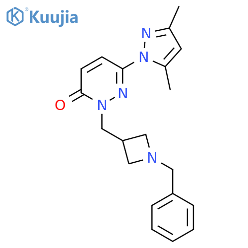 2-[(1-benzylazetidin-3-yl)methyl]-6-(3,5-dimethyl-1H-pyrazol-1-yl)-2,3-dihydropyridazin-3-one structure