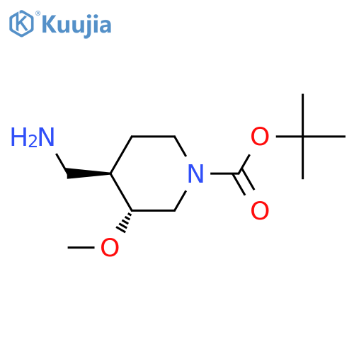 tert-butyl trans-4-(aminomethyl)-3-methoxypiperidine-1-carboxylate structure