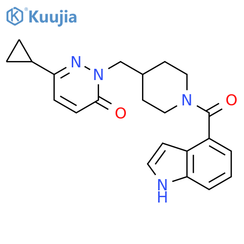 6-cyclopropyl-2-{[1-(1H-indole-4-carbonyl)piperidin-4-yl]methyl}-2,3-dihydropyridazin-3-one structure