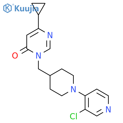 3-{1-(3-chloropyridin-4-yl)piperidin-4-ylmethyl}-6-cyclopropyl-3,4-dihydropyrimidin-4-one structure