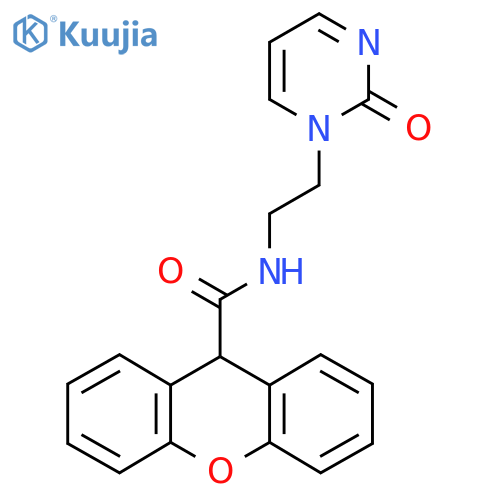 N-[2-(2-oxo-1,2-dihydropyrimidin-1-yl)ethyl]-9H-xanthene-9-carboxamide structure