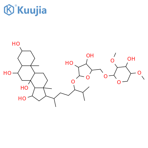 Cholestane-3,6,8,15-tetrol, 24-[[5-O-(2,4-di-O-methyl-β-D-xylopyranosyl)-α-L-arabinofuranosyl]oxy]-, (3β,5α,6α,15β,24S)- structure