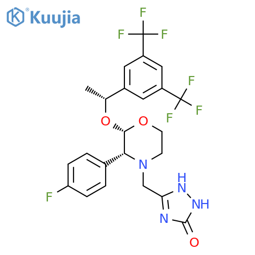 5-[[(2S,3R)-2-[(1R)-1-[3,5-bis(trifluoromethyl)phenyl]ethoxy]-3-(4-fluorophenyl)morpholin-4-yl]methyl]-1,2-dihydro-1,2,4-triazol-3-one structure