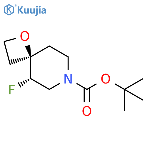 tert-butyl rel-(4S,5R)-5-fluoro-1-oxa-7-azaspiro[3.5]nonane-7-carboxylate structure