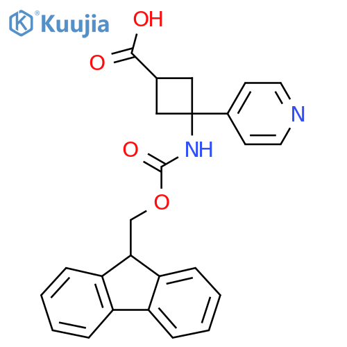 3-({(9H-fluoren-9-yl)methoxycarbonyl}amino)-3-(pyridin-4-yl)cyclobutane-1-carboxylic acid structure