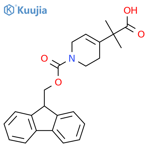 2-(1-{(9H-fluoren-9-yl)methoxycarbonyl}-1,2,3,6-tetrahydropyridin-4-yl)-2-methylpropanoic acid structure