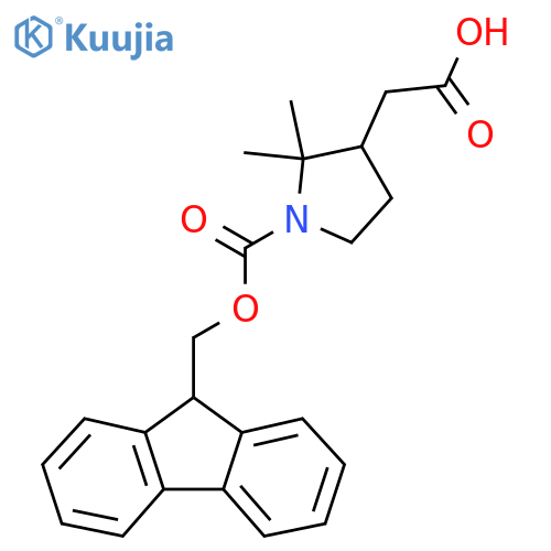 2-(1-{(9H-fluoren-9-yl)methoxycarbonyl}-2,2-dimethylpyrrolidin-3-yl)acetic acid structure
