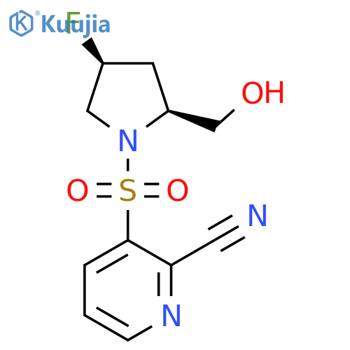 3-{(2S,4S)-4-fluoro-2-(hydroxymethyl)pyrrolidin-1-ylsulfonyl}pyridine-2-carbonitrile structure