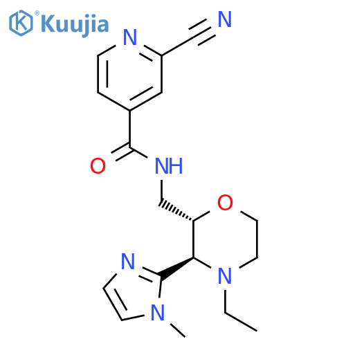 2-Cyano-N-[[(2S,3S)-4-ethyl-3-(1-methylimidazol-2-yl)morpholin-2-yl]methyl]pyridine-4-carboxamide structure