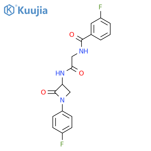 3-Fluoro-N-[2-[[1-(4-fluorophenyl)-2-oxoazetidin-3-yl]amino]-2-oxoethyl]benzamide structure