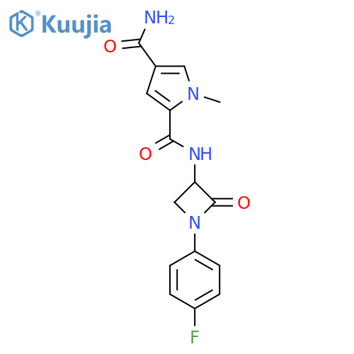 2-N-[1-(4-Fluorophenyl)-2-oxoazetidin-3-yl]-1-methylpyrrole-2,4-dicarboxamide structure