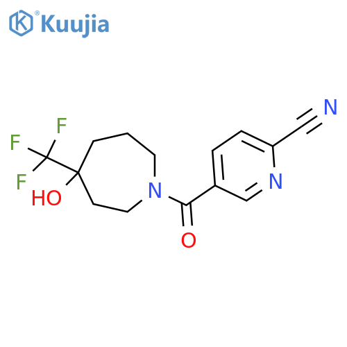 5-[4-Hydroxy-4-(trifluoromethyl)azepane-1-carbonyl]pyridine-2-carbonitrile structure