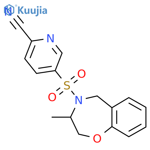 5-[(3-Methyl-3,5-dihydro-2H-1,4-benzoxazepin-4-yl)sulfonyl]pyridine-2-carbonitrile structure