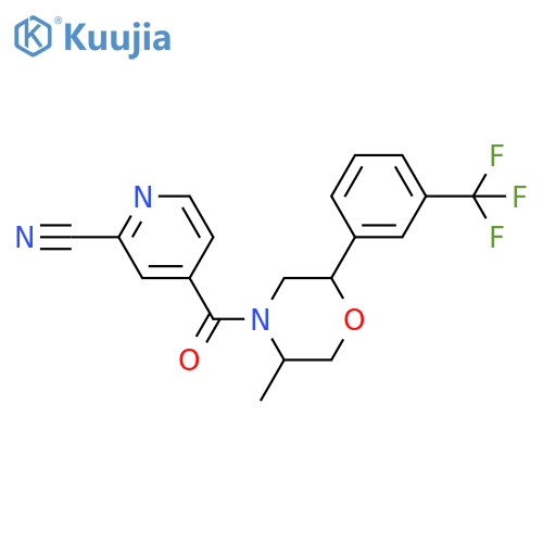 4-[5-Methyl-2-[3-(trifluoromethyl)phenyl]morpholine-4-carbonyl]pyridine-2-carbonitrile structure