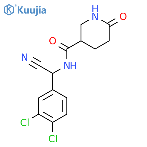 N-[Cyano-(3,4-dichlorophenyl)methyl]-6-oxopiperidine-3-carboxamide structure