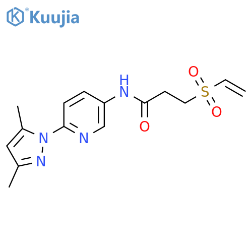 N-[6-(3,5-Dimethylpyrazol-1-yl)pyridin-3-yl]-3-ethenylsulfonylpropanamide structure
