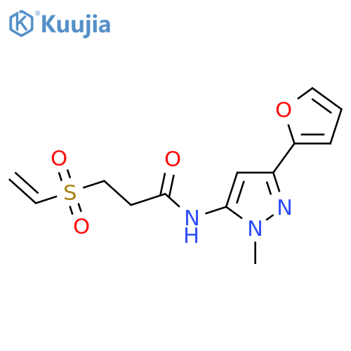 3-Ethenylsulfonyl-N-[5-(furan-2-yl)-2-methylpyrazol-3-yl]propanamide structure