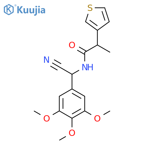N-[Cyano-(3,4,5-trimethoxyphenyl)methyl]-2-thiophen-3-ylpropanamide structure