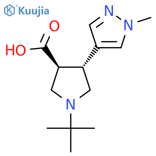 1-tert-butyl-4-(1-methyl-1H-pyrazol-4-yl)pyrrolidine-3-carboxylic acid structure