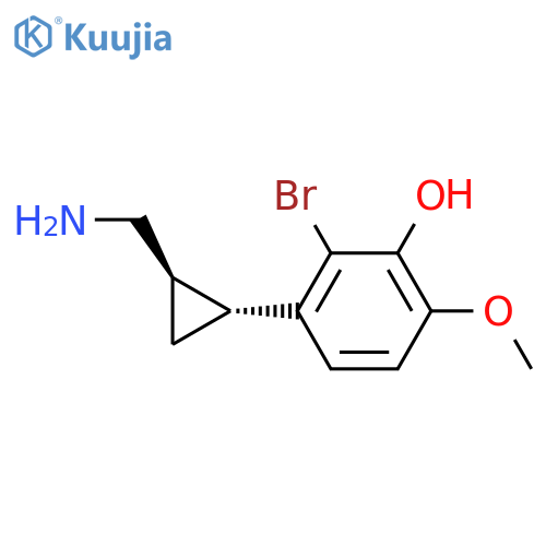 rac-3-(1R,2R)-2-(aminomethyl)cyclopropyl-2-bromo-6-methoxyphenol structure