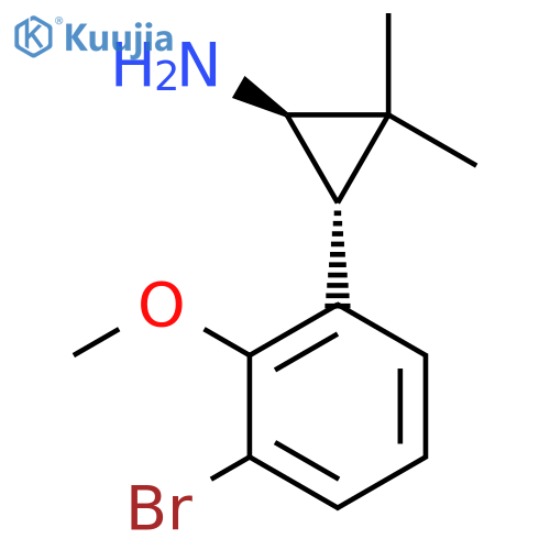 rac-(1R,3R)-3-(3-bromo-2-methoxyphenyl)-2,2-dimethylcyclopropan-1-amine structure