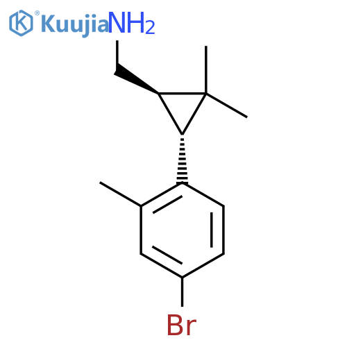 rac-(1R,3R)-3-(4-bromo-2-methylphenyl)-2,2-dimethylcyclopropylmethanamine structure