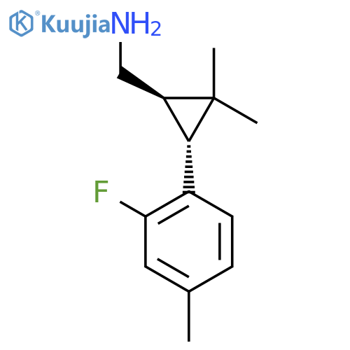 rac-(1R,3R)-3-(2-fluoro-4-methylphenyl)-2,2-dimethylcyclopropylmethanamine structure