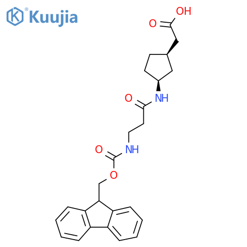 rac-2-(1R,3S)-3-3-({(9H-fluoren-9-yl)methoxycarbonyl}amino)propanamidocyclopentylacetic acid structure