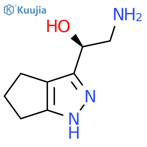 (1S)-2-amino-1-{1H,4H,5H,6H-cyclopentacpyrazol-3-yl}ethan-1-ol structure