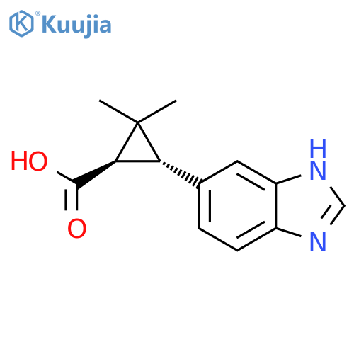 rac-(1R,3R)-3-(1H-1,3-benzodiazol-5-yl)-2,2-dimethylcyclopropane-1-carboxylic acid structure
