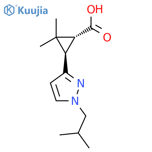 rac-(1R,3R)-2,2-dimethyl-3-1-(2-methylpropyl)-1H-pyrazol-3-ylcyclopropane-1-carboxylic acid structure