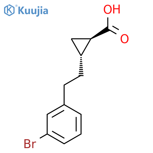 rac-(1R,2R)-2-2-(3-bromophenyl)ethylcyclopropane-1-carboxylic acid structure