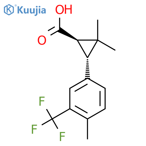 rac-(1R,3R)-2,2-dimethyl-3-4-methyl-3-(trifluoromethyl)phenylcyclopropane-1-carboxylic acid structure