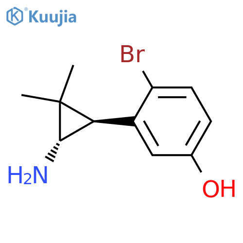 rac-3-(1R,3R)-3-amino-2,2-dimethylcyclopropyl-4-bromophenol structure
