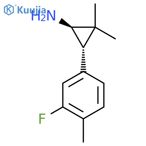 rac-(1R,3S)-3-(3-fluoro-4-methylphenyl)-2,2-dimethylcyclopropan-1-amine structure