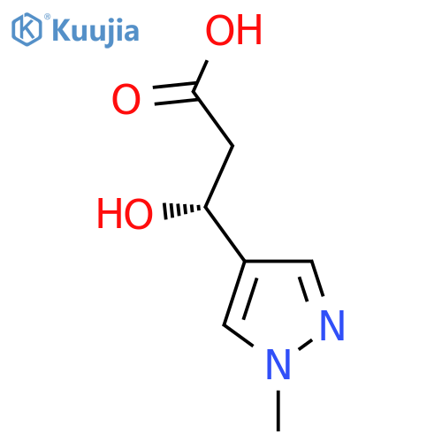 (3R)-3-hydroxy-3-(1-methyl-1H-pyrazol-4-yl)propanoic acid structure