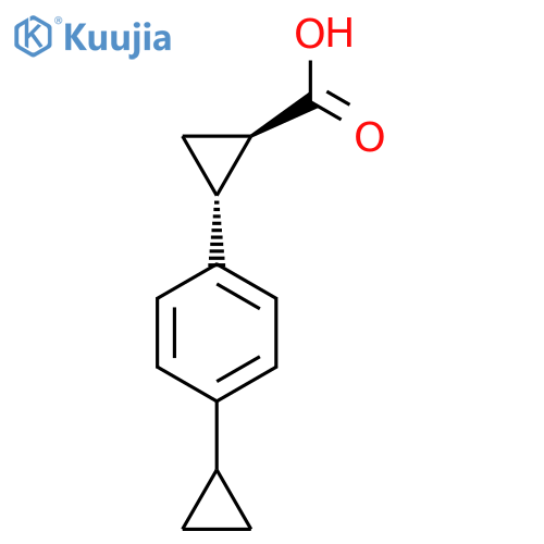 rac-(1R,2R)-2-(4-cyclopropylphenyl)cyclopropane-1-carboxylic acid structure