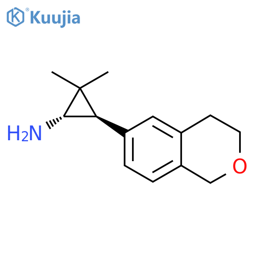 rac-(1R,3S)-3-(3,4-dihydro-1H-2-benzopyran-6-yl)-2,2-dimethylcyclopropan-1-amine structure