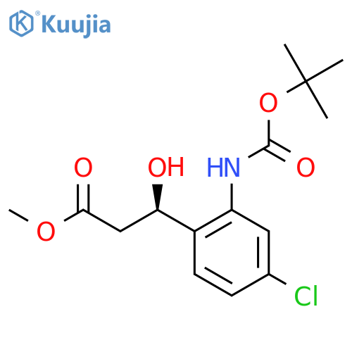 methyl (3R)-3-(2-{(tert-butoxy)carbonylamino}-4-chlorophenyl)-3-hydroxypropanoate structure