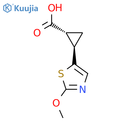rac-(1R,2R)-2-(2-methoxy-1,3-thiazol-5-yl)cyclopropane-1-carboxylic acid structure