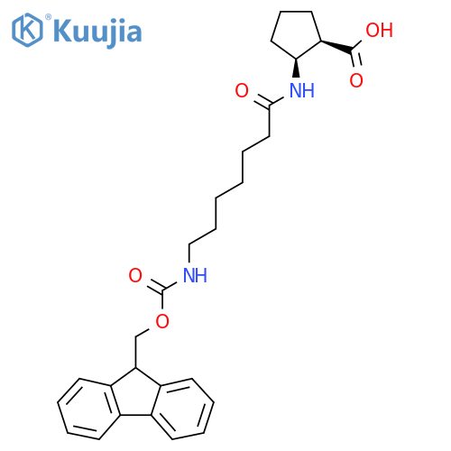 rac-(1R,2S)-2-7-({(9H-fluoren-9-yl)methoxycarbonyl}amino)heptanamidocyclopentane-1-carboxylic acid structure