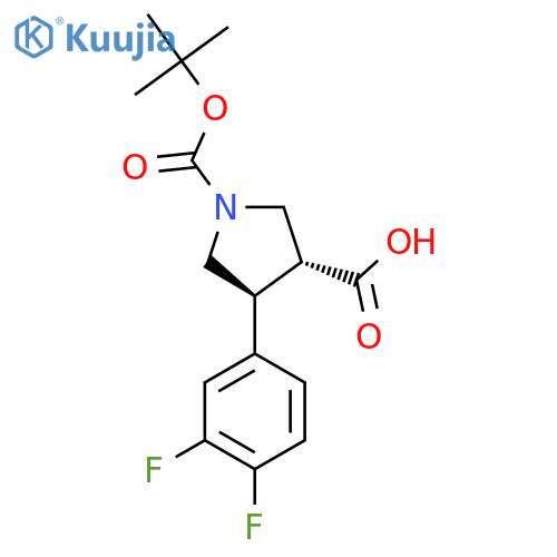 trans-1-(tert-butoxycarbonyl)-4-(3,4-difluorophenyl)pyrrolidine-3-carboxylic acid structure