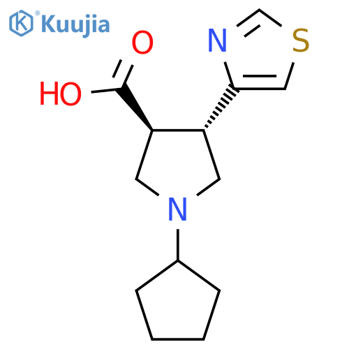 1-Cyclopentyl-4-(1,3-thiazol-4-yl)pyrrolidine-3-carboxylic acid structure