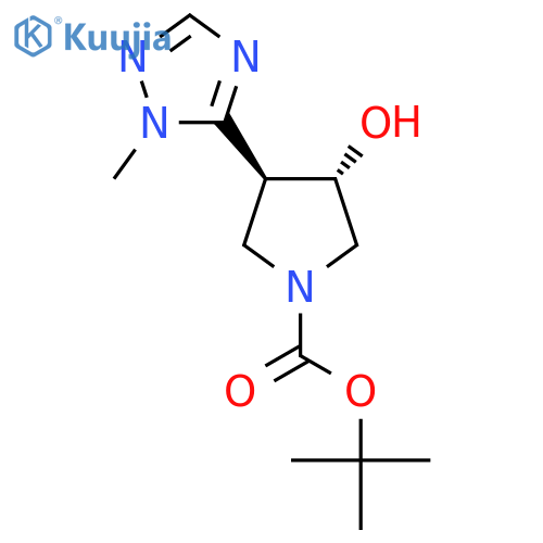 rac-tert-butyl (3R,4R)-3-hydroxy-4-(1-methyl-1H-1,2,4-triazol-5-yl)pyrrolidine-1-carboxylate structure
